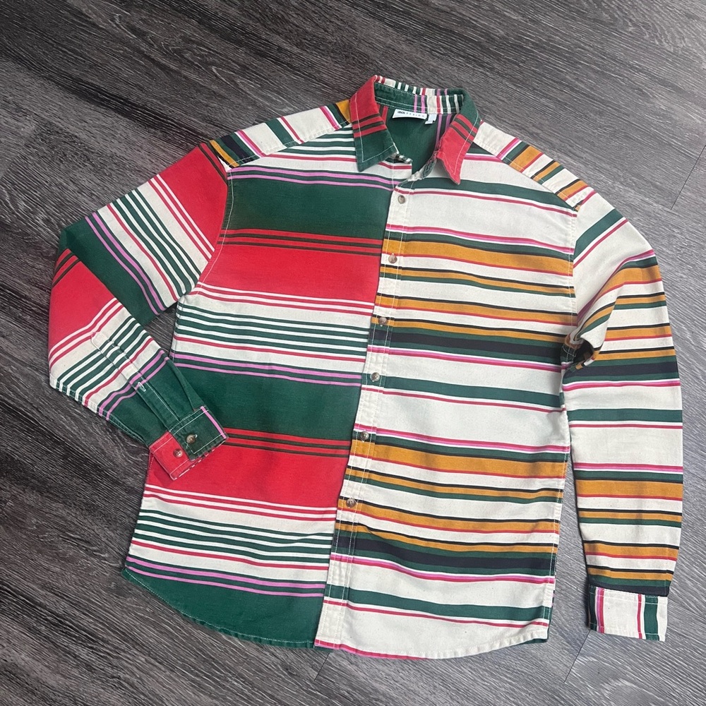 ASOS Button up shirt in mix and match green retro stripe
Size Small